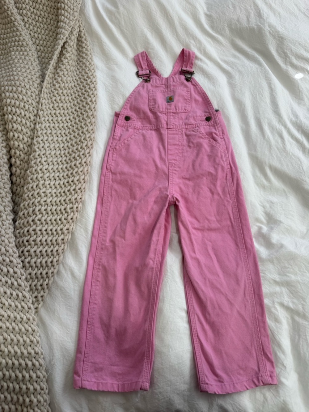 Pre-loved Carhartt girls' pink overalls size 4T